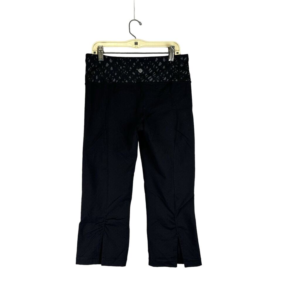 Lululemon Womens 6 Black Gather and Crow Crop Leggings Split‎ Hem Athletic Pants